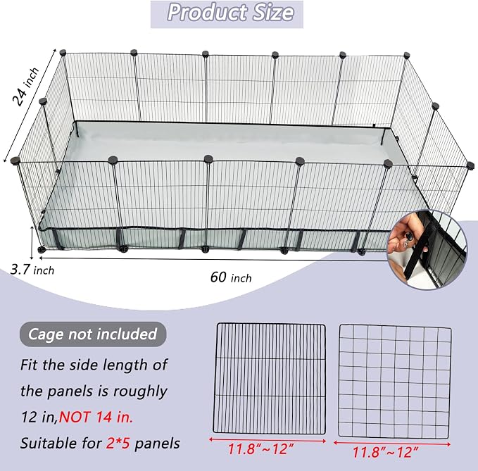 DZWLKJ Guinea Pig Cage Liner Tarp Bottom Waterproof and Washable Base Also for Rabbits, Bunny, Chinchesillas, Hedgehog, Ferrets and Other Small Animals(24x60 inches)