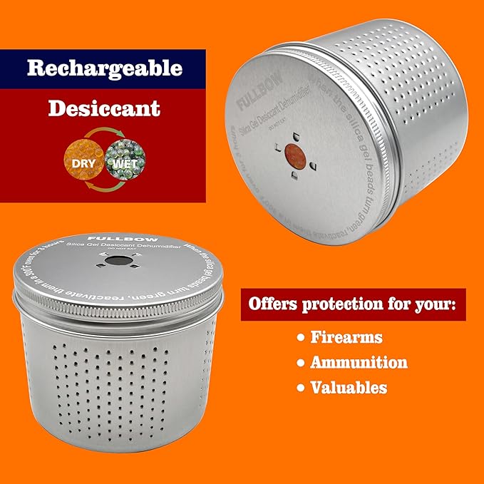 Gun Safe Dehumidifier, Moisture Absorbers, FULLBOW 200g Silica Gel Desiccant Dehumidifier Canister for Safe & Cabinets (3 Units)