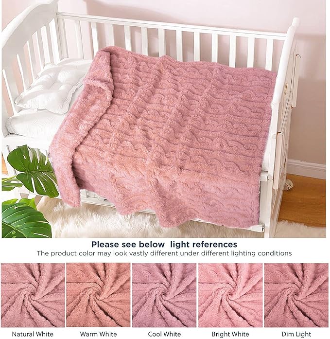 HOMRITAR 3D Fleece Baby Blanket for Girls Boys Fluffy Fuzzy Flannel Soft Warm Plush Cozy Bed Blanket for Home Decor, Toddlers Infant or Newborn Receiving Blanket (30x40inch, Coral Pink)