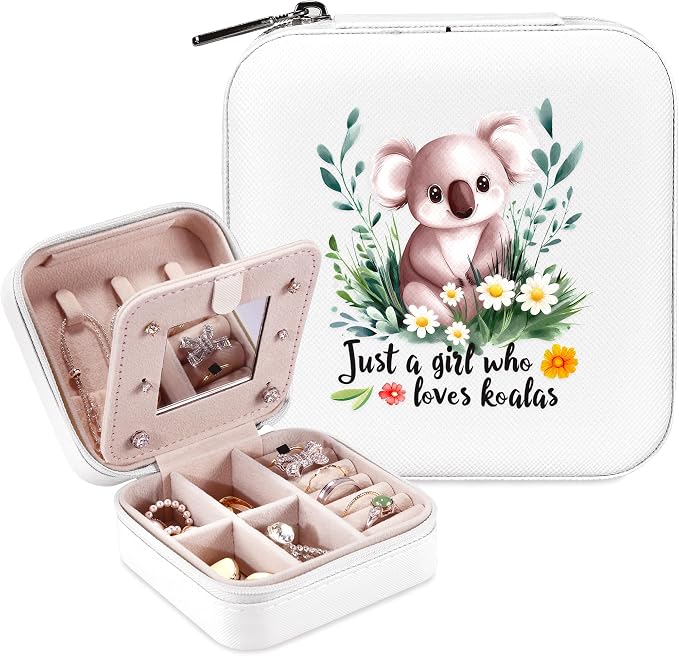 Koala Jewelry Box, Gifts For Teens Girls, Koala Lovers Stuff Items Accessories Things Merchandise Decor Merch, Travel Ring Earrings Necklace Organizer Holder!