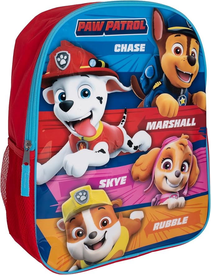 AI ACCESSORY INNOVATIONS Paw Patrol Kids Backpack, Girls & Boys 15" School Book Bag Featuring Chase, Marshall, Skye, and Rubble, Red