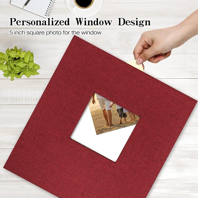 potricher Linen Hardcover Photo Album 4x6 600 Photos Large Capacity for Family Wedding Anniversary Baby Vacation (Red, 600 Pockets)