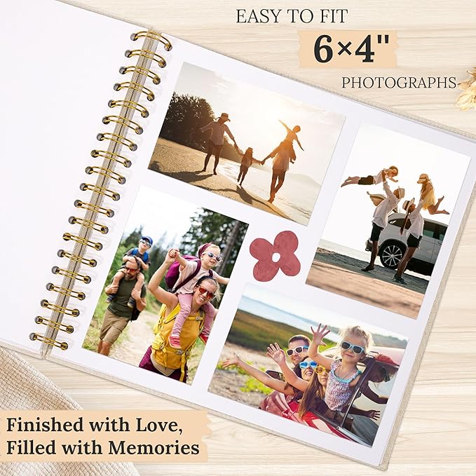 Scrapbook Photo Album Linen Cover, 12 x 12 Inch Hardcover Kraft White Pages Memory Book, for Travel Wedding Guest Book Christmas Baby Shower (40 Sheets/ 80 Pages,Grassgreen)