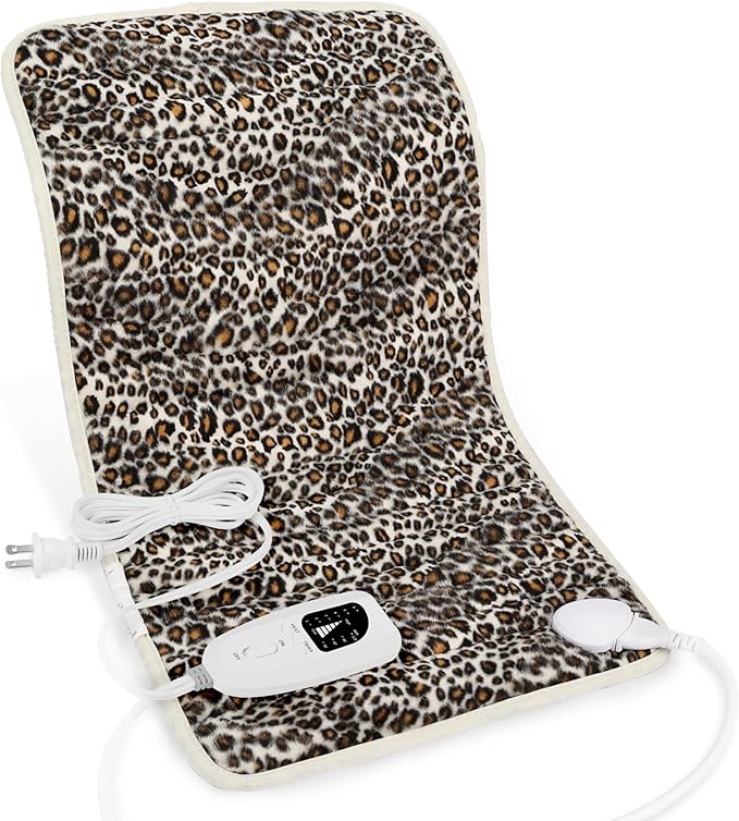 Deepsoon Heating Pad,Electric Heating Pads for Back,Neck,Abdomen,Moist Heating Pad for Shoulder,Knee,Arms,Legs,Dry/Moist Heat & Auto Shut Off,Christmas Gifts for Men and Women,Leopard Print,24x12 Inch
