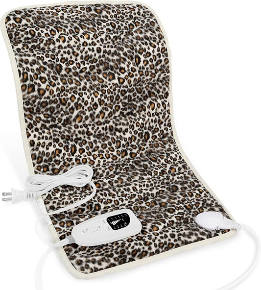 Deepsoon Heating Pad,Electric Heating Pads for Back,Neck,Abdomen,Moist Heating Pad for Shoulder,Knee,Arms,Legs,Dry/Moist Heat & Auto Shut Off,Christmas Gifts for Men and Women,Leopard Print,24x12 Inch