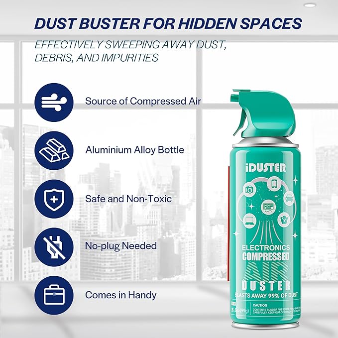 Compressed Canned Air Duster for Computer - iDuster Disposable Electronic Keyboard Cleaner for Cleaning Duster, 2PCS(3.5oz)