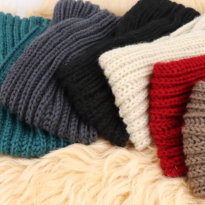 DRESHOW Winter Knit Chunky Headbands for Women Crochet Turban Knitted Ear Warmer Fashion Head Wrap 6 Pack