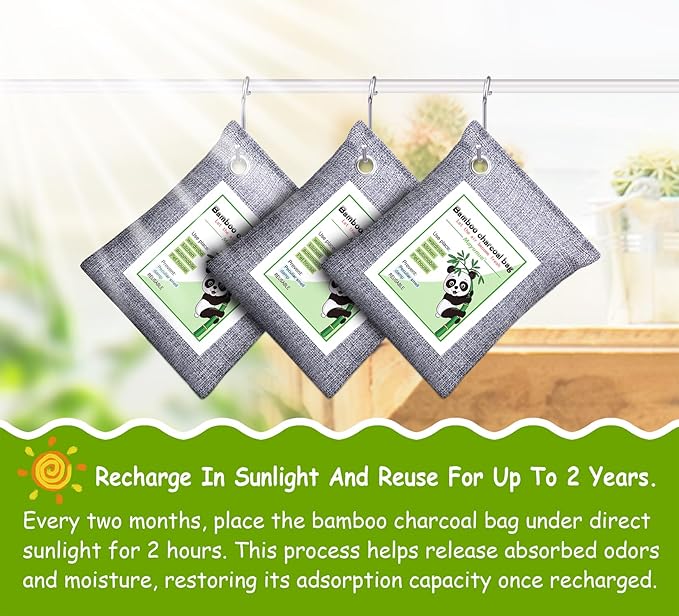 Activated Charcoal Odor Absorber for Strong Odor in Basement, Cars, Closets, Shoes. 16 Pack Bamboo Charcoal Air Purifying Bags Deodorizer Odor Eliminator for Home