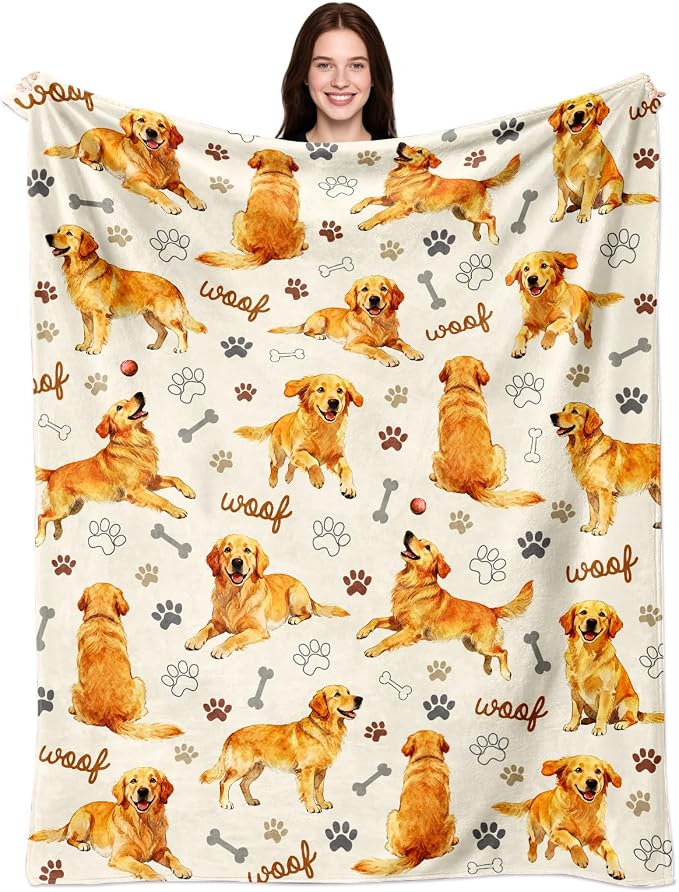 Golden Retriever Blanket Gifts for Girls Women Soft Flannel Golden Retriever Throw Blanket Merch Stuff for Room Decor 50"X40"