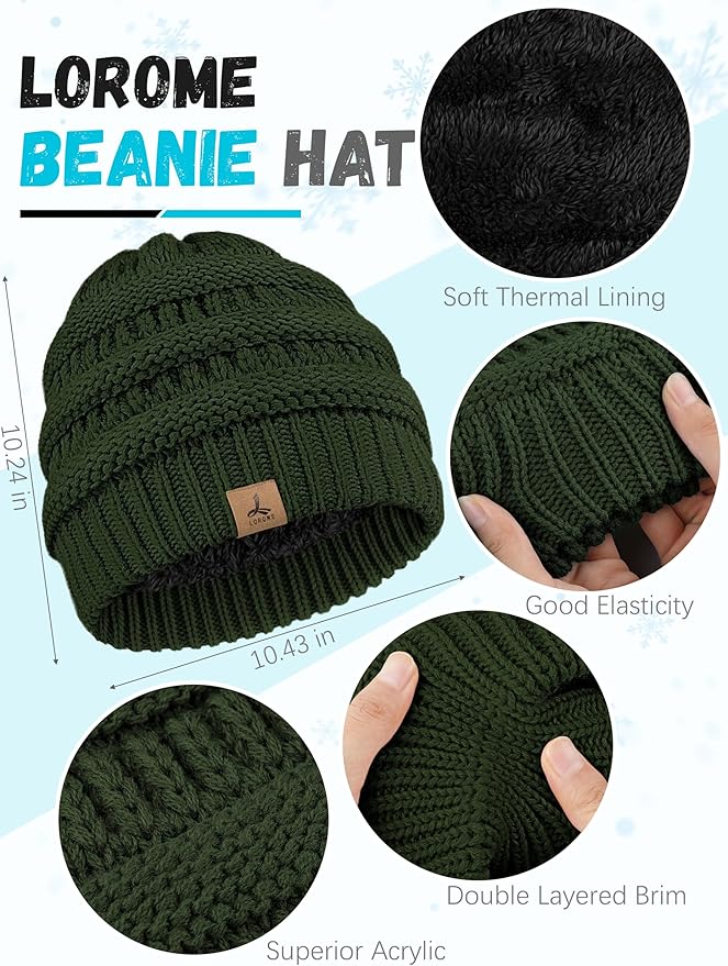 Winter Beanie Hat Scarf Gloves, Warm Fleece Knit Hats Touch Screen Gloves Neck Scarf Set Winter Gifts for Unisex Adult