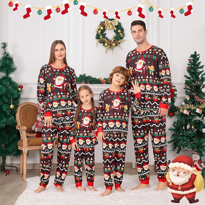 ANGELGGH Matching Christmas Pajamas for Family, Cute Vacation PJs Sets for Couples/Women/Men, Xmas 2 Piece Jammies Sleepwear
