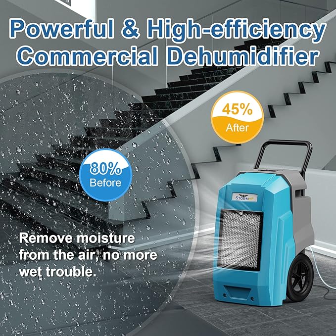 ALORAIR 180 PPD Storm Pro Commercial Dehumidifier, LGR Portable Dehumidifier with Pump, cETL Listed, 5 Years Warranty, LCD Display, for Clean-Up, Flood, Moisture