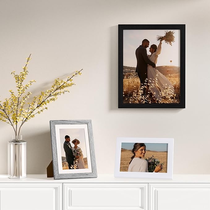 Vittanly 12 Pack Picture Frames Collage Wall Decor for Mounting or Tabletop Display, Gallery Wall Frame Set for Family, Multi Sizes Including 4pcs 8x10, 4pcs 5x7, 4pcs 4x6, Black, Grey and White