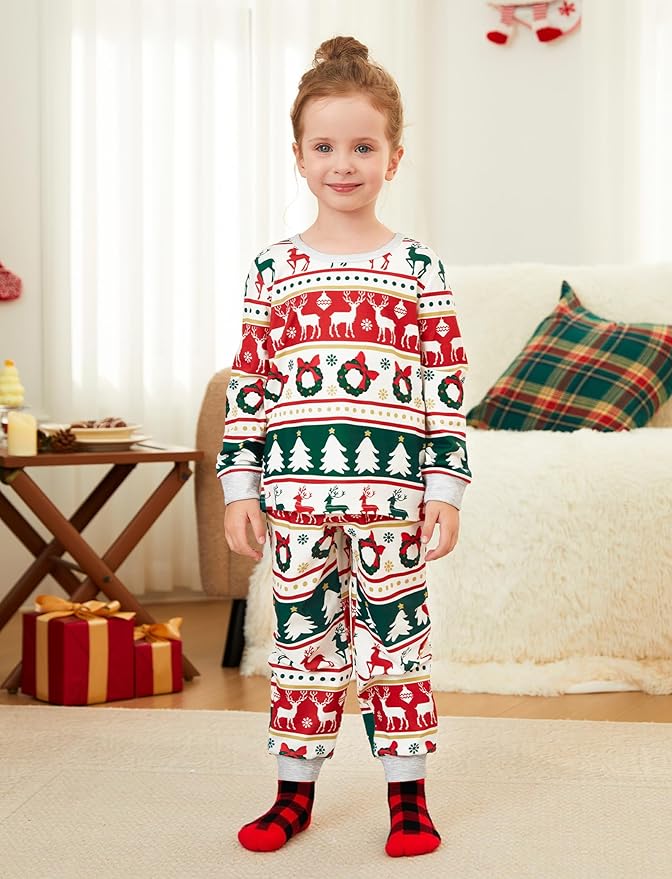 PATPAT Christmas Family Matching Pajama Sets Includes Christmas Socks - Perfect for Family Photos & Holiday Celebrations