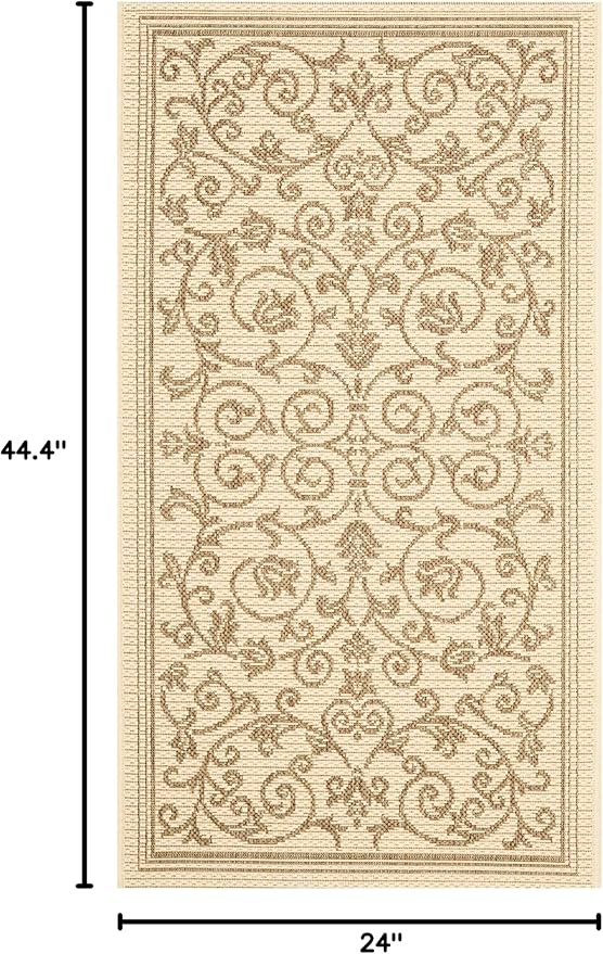 SAFAVIEH Washable Rug Outdoor Courtyard Collection - 2' x 3'7", Natural & Brown, Non-Shedding & Easy Cleaning, Ideal for Patio, Front Door, Entryway, Doormat (CY2098-3001)