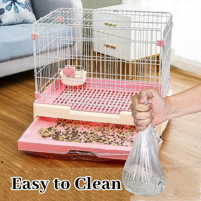 BNOSDM 100 PCS Disposable Rabbit Cage Liner 28"x20" Plastic Guinea Pig Cage Bedding Hamster Litter Pan Bags Universal Toilet Film for Bunny Chinchilla Ferret Hedgehog Small Animals (47")