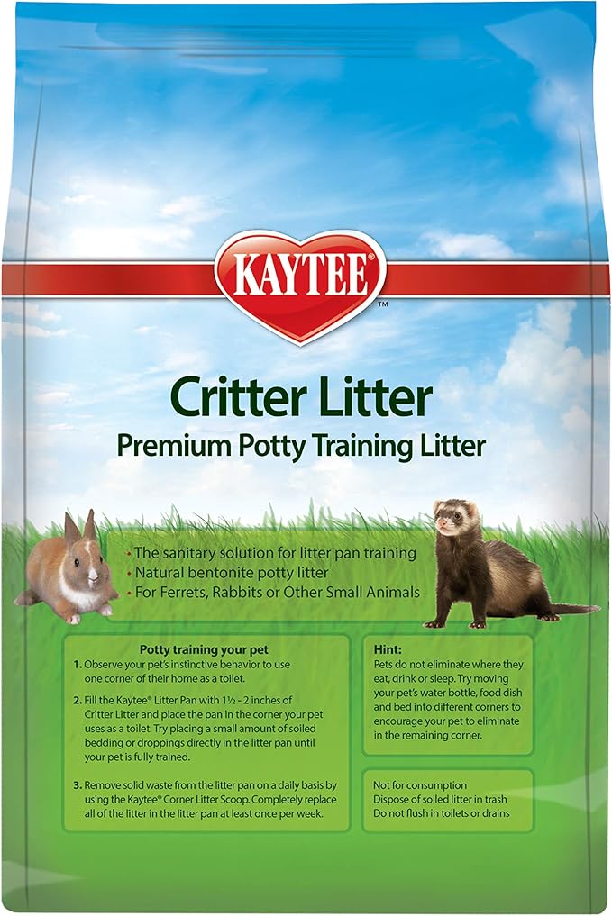 Kaytee Premium Potty Training Critter Litter for Rabbits & Ferrets, 8 lb | Cleaner cages. Bunny litter for potty training. 99% dust free, absorbs 10x, rat litter