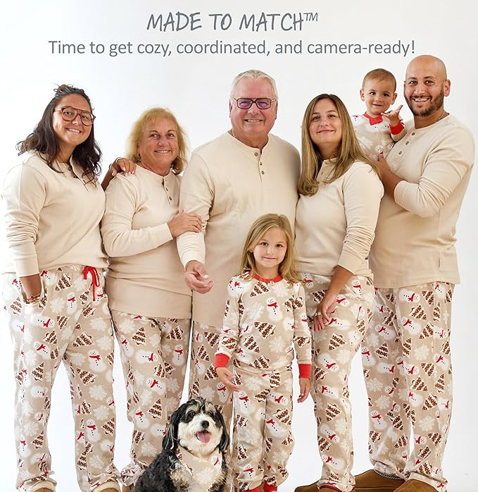 JAMIE Matching Family Jammies Holiday Pajamas 100% Organic Cotton PJs Adults, Kids, Toddlers, Baby, Pets