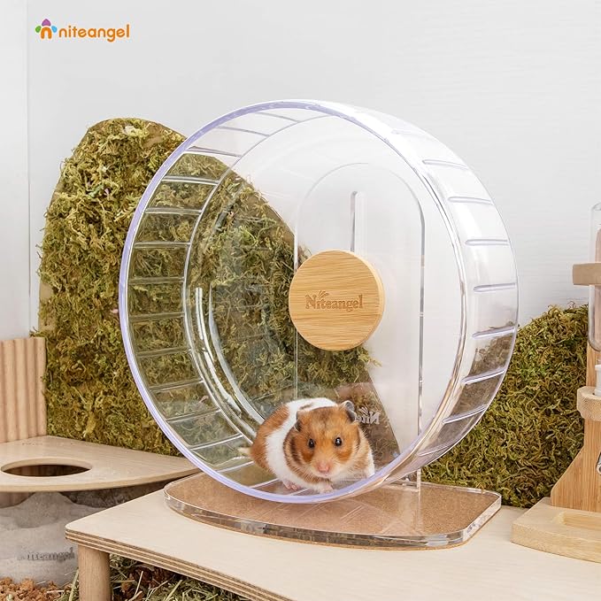 Niteangel Super-Silent Hamster Exercise Wheels: Quiet 10 inch Running Wheel | Can 10.6-13.4" Adjustable Height - No Bend Back Spinner Running for Dwarf Syrian Hamster Gerbils Mice Or Other Small Animal