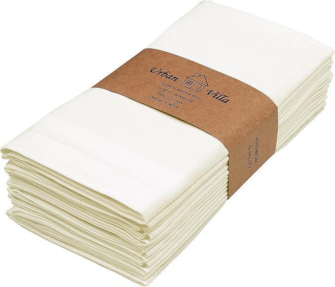 Urban Villa Fall Cloth Napkins 100% Cotton Dinner Napkins (Set of 12) 18x18 Inches Absorbent Soft Durable Reusable and Washable Napkins - Ideal for Everyday Use Parties Wedding Thanks Giving