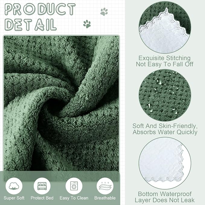 VitalCozy 10 Pcs Guinea Pig Cage Liners Washable Rat Bedding for Guinea Pigs Controlling Absorbent Waterproof Pee Pads Blanket for Rabbits Hamster Small Animal Chinchilla(Grid,14x28 Inch,Dark Green)