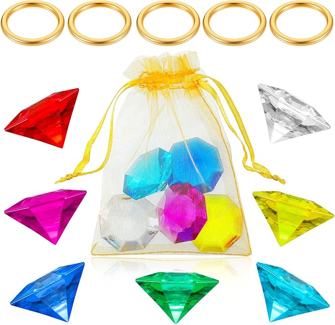 ZCYSRLQIN 12 Pcs Gold Round Ring Set Acrylic Diamond Gemstone Jewelry Alloy Halloween Party Hunting Cake Ornament Gift Bag Blue Hedgehog Power Ring (Classical Style)
