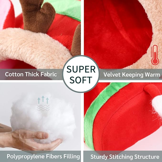 JanYoo Guinea Pig Rabbit Ferret Bed Hide Huts Removable Cushion for Rat Accessories Toys (L,Reindeer)