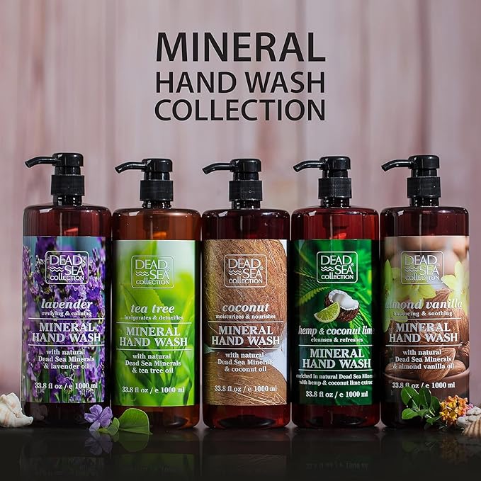 Dead Sea Collection Hand Soap Pump Tea Tree - Hand Wash Liquid with Dead Sea Minerals and Tea Tree Nourishing - Invigorates & Detoxifies Oil - Gentle for All Skin Types Pack of 2 (33.8 Fl Oz Each)