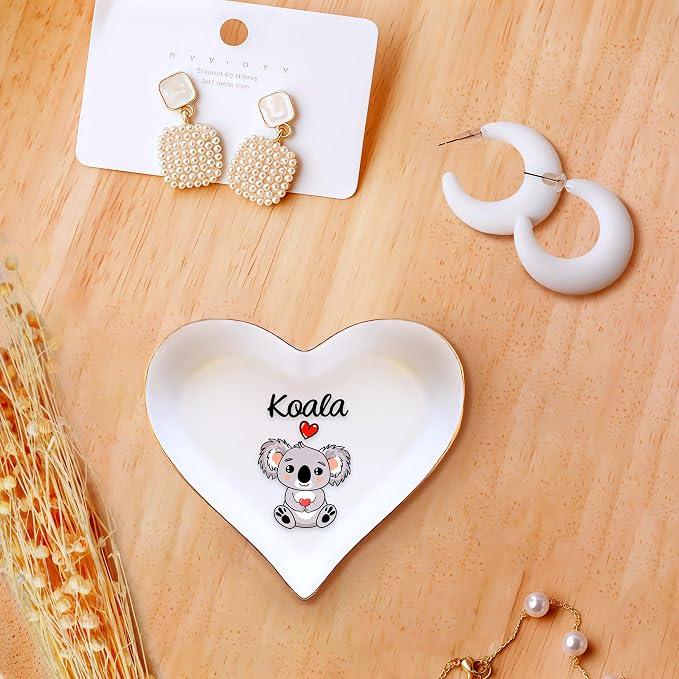 Koala Ring Holder Dish Tray, Gifts For Women Teens Girls, Koala Lovers Themed Stuff Accessories Things Decor Merch, Home Room Ring Earrings Necklace Organizer Holder!