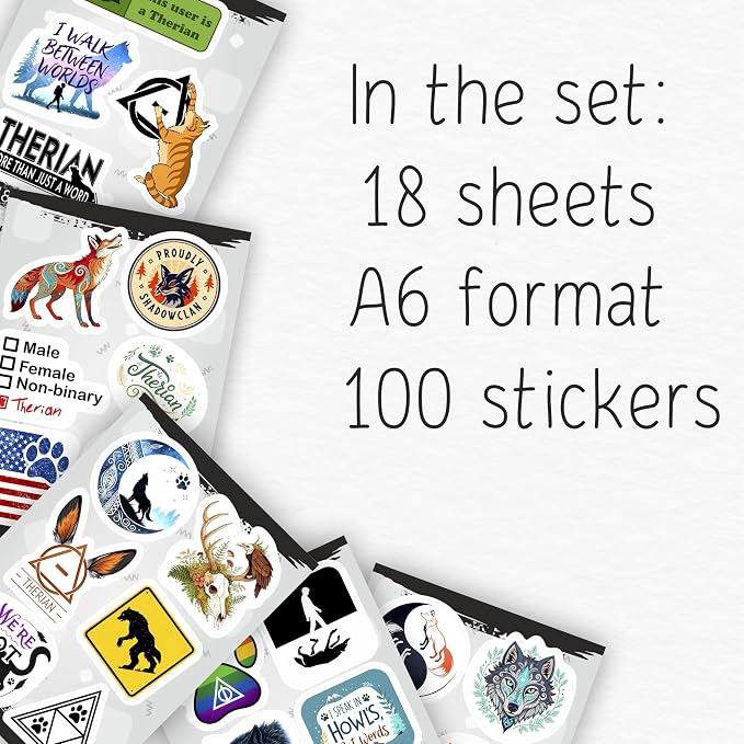 100Pcs Therian Stickers for Water Botttle, Laptop - Therian Gifts, Party Supplies - Gift for Women & Men