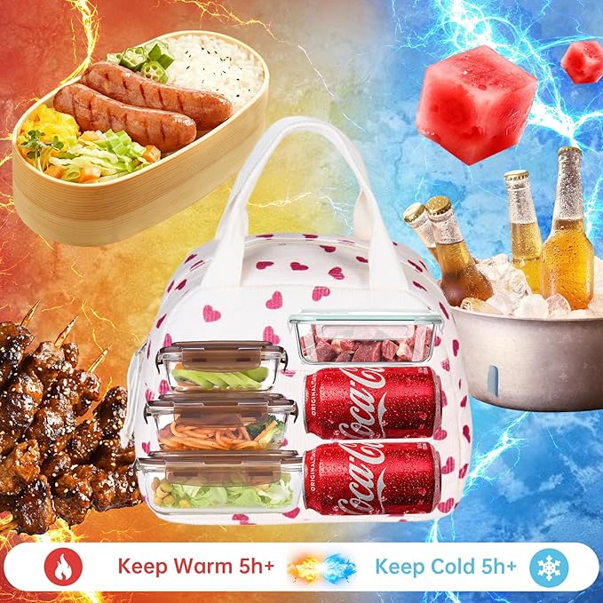 Lunch Bag for Women Men Girl,Large Cute Corduroy Lunch Tote Bags - Reusable Insulated Lunch Box for women with Handle, Leakproof WaterProof Design for Office, School, Work,Picnic.