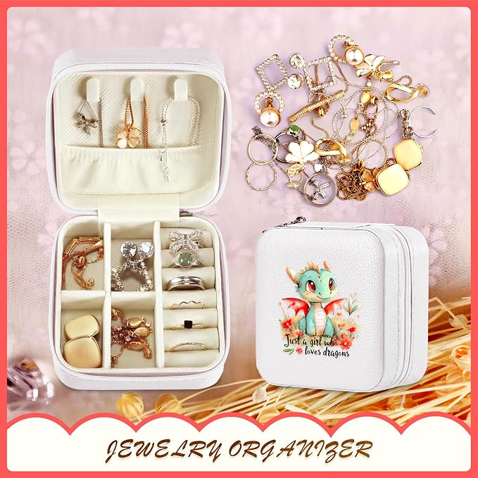 Dragon Jewelry Box, Gifts For Kids Teens Girls, Dragon Lovers Stuff Items Accessories Things Merchandise Decor Merch, Travel Ring Earrings Necklace Organizer Holder!