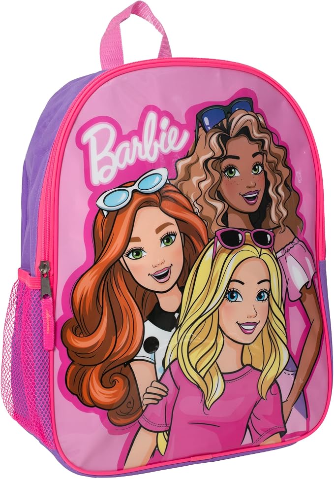 AI ACCESSORY INNOVATIONS Barbie Backpack for Girls, Elementary School Book Bag with Padded Straps, Pink