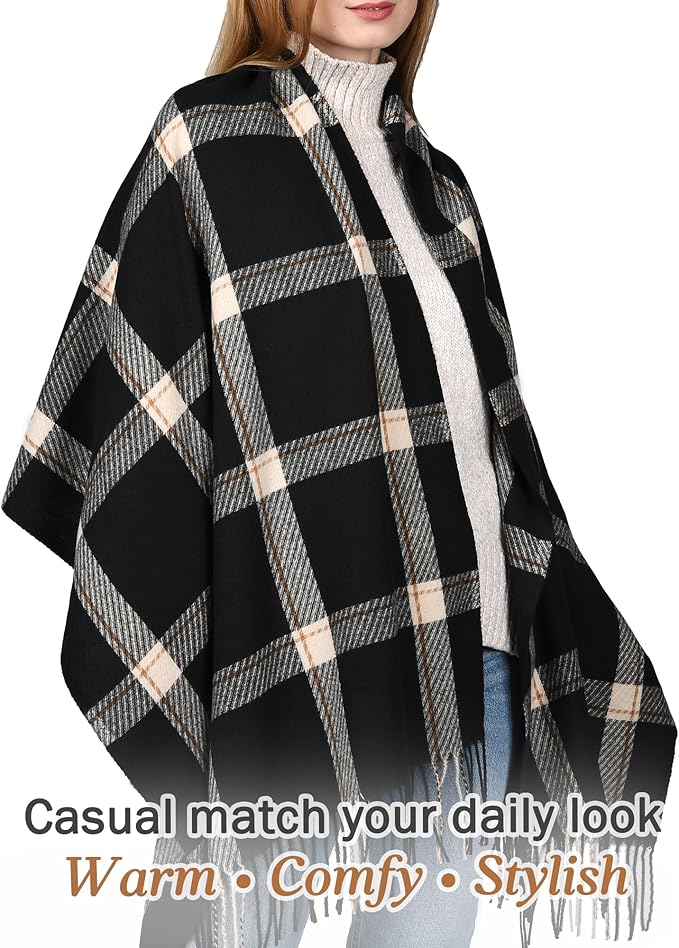 FURTALK Winter Scarf for Women Shawl Soft Tassel Plaid Large Oversized Scarves Wraps