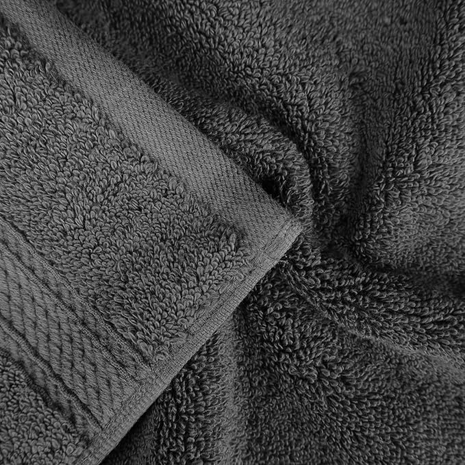 BLUENILEMILLS Madison Egyptian Cotton Towels, Towel Set for Bathroom, Shower, Hotel, Plush, 900 GSM, Highly Absorbent and Ultra-Soft Towels, Bath Essentials, 8 Piece Assorted Towel Set, Charcoal