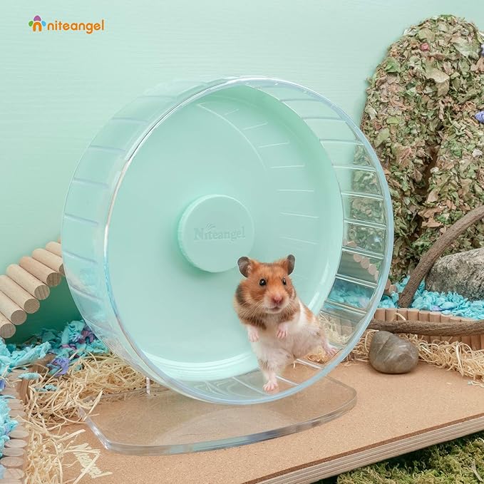 Niteangel Super-Silent Hamster Exercise Wheels: Quiet 10 inch Running Wheel | Can 10.6-13.4" Adjustable Height - No Bend Back Spinner Running for Dwarf Syrian Hamster Gerbils Mice Or Other Small Animal