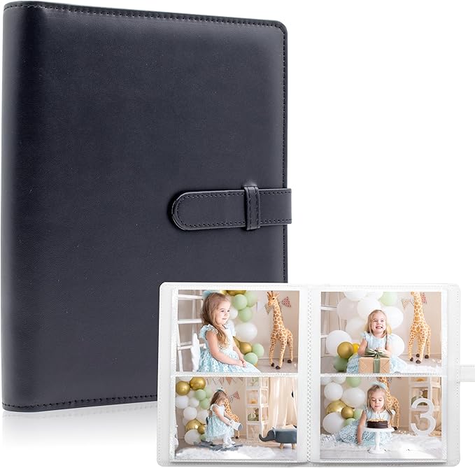 Photo Albums 4x6 Pictures – 152 Pockets Vegan Leather Cover Memory Album Book, Suitable for Family Wedding Boys Girls and Babies Storage (Black)