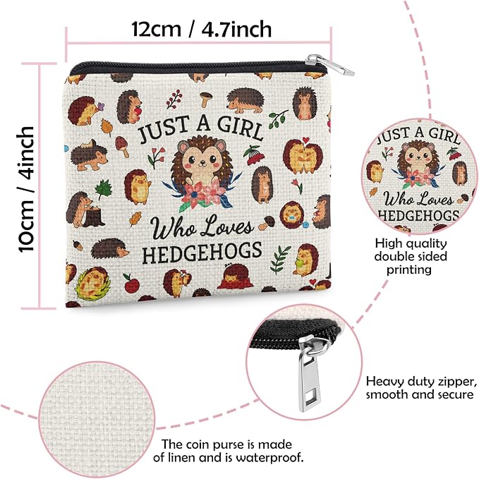 Hedgehog Gifts Coin Purse for Women Hedgehog Lover Gifts Christmas Birthday Gift Hedgehogs Present for Daughter Sister Bestie Animal Lover Coin Pouch Teen Graduation Gift Zipper Change Pouch