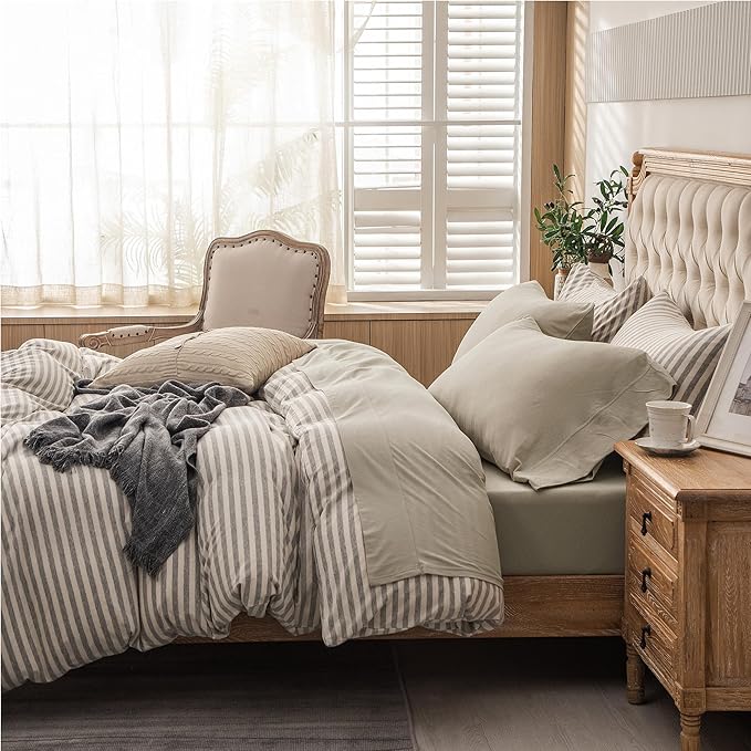PURE ERA Jersey Knit 4pc Bed Sheet Set 100% T-Shirt Heather Cotton Super Soft Comfy Breathable Fits Mattress Up to 20" Extra Deep Pocket (Dark Beige, Full)
