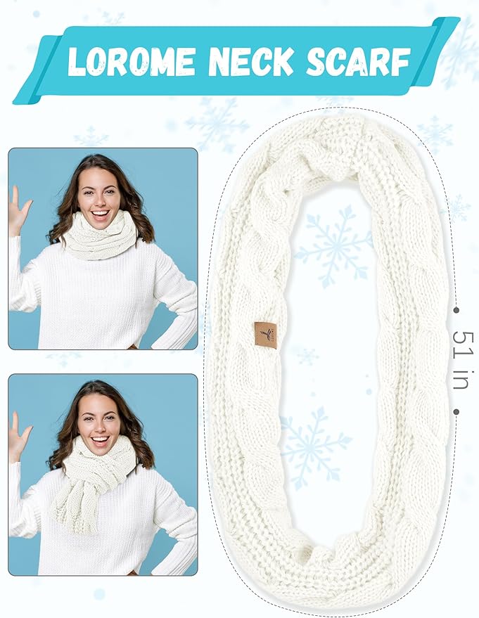 Winter Hat Scarf Gloves and Ear Warmer, Warm Knit Beanie Hat Touch Screen Gloves Set Winter Gifts Neck Scarves for Women