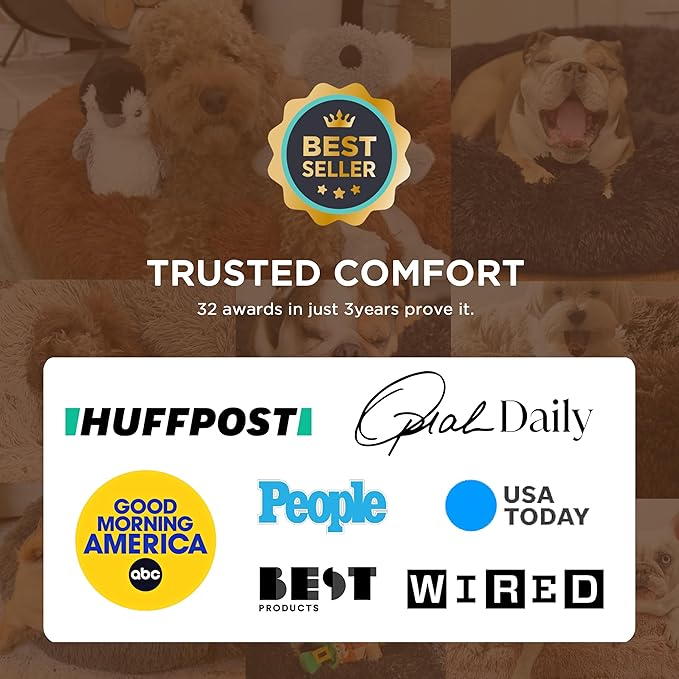 Bedsure Calming Dog Bed Medium Size Dog Donut Washable Pet Bed,30in 2 Pack | Fluffy Faux Fur Round Cuddler,Machine Washable,Anti-Slip Bottom,Anti-Anxiety,Deep Sleeping for Pets Up to 45 Lbs