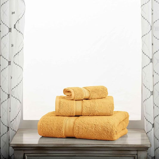 BLUENILEMILLS Madison Egyptian Cotton Towels, Towel Set for Bathroom, Shower, Hotel, Plush, 900 GSM, Highly Absorbent and Ultra-Soft Towels, Bath Essentials, 3 Piece Assorted Towel Set, Gold