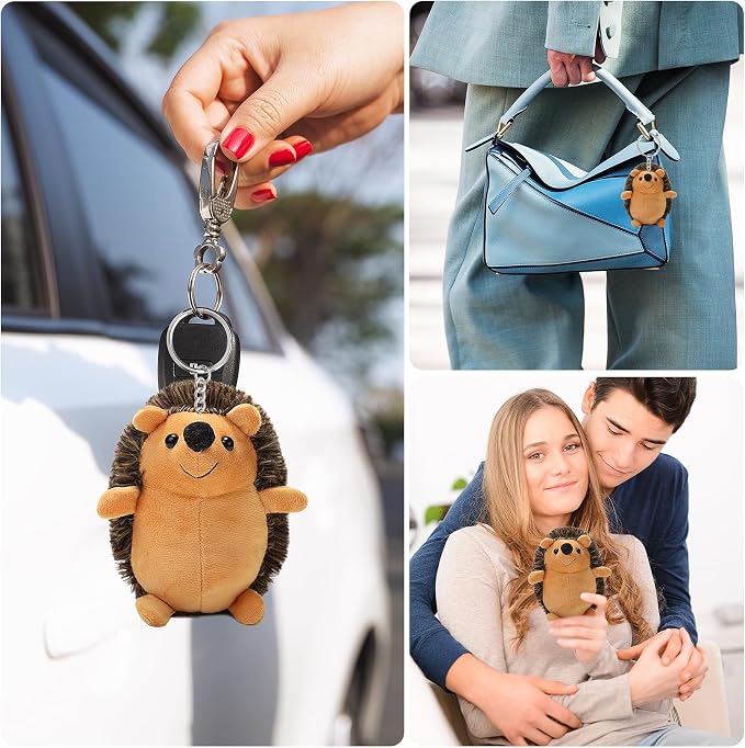 20 Pieces Mini Hedgehog Keychain Plush Bulk Stuffed Animal Keyring Charms Backpack Accessory Ring Bags Purse DIY Decor for Valentine's Day Gift Wedding Shower Birthday Christmas Party Favor