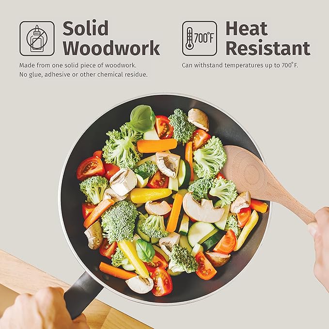 PrintSupremacy Beechwood Personalized Kitchen Utensils, Non Stick Wooden Kitchen Gadget Pan Cookware, Cook Gift Set for Holidays, Engraved Kitchen Stuff (Plain, 1 pc - Slotted Spatula)