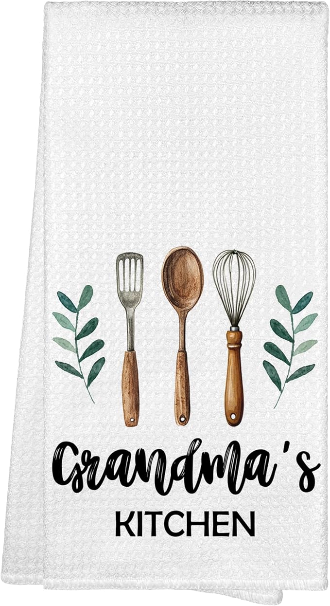 Grandma's Kitchen Towels, Grandma Christmas Birthday Gifts Hand Towels for Grandma from Grandkids, Rustic Farmhouse Decorative Tea Dish Towels for Room Mother's Day Decor 16x24 in