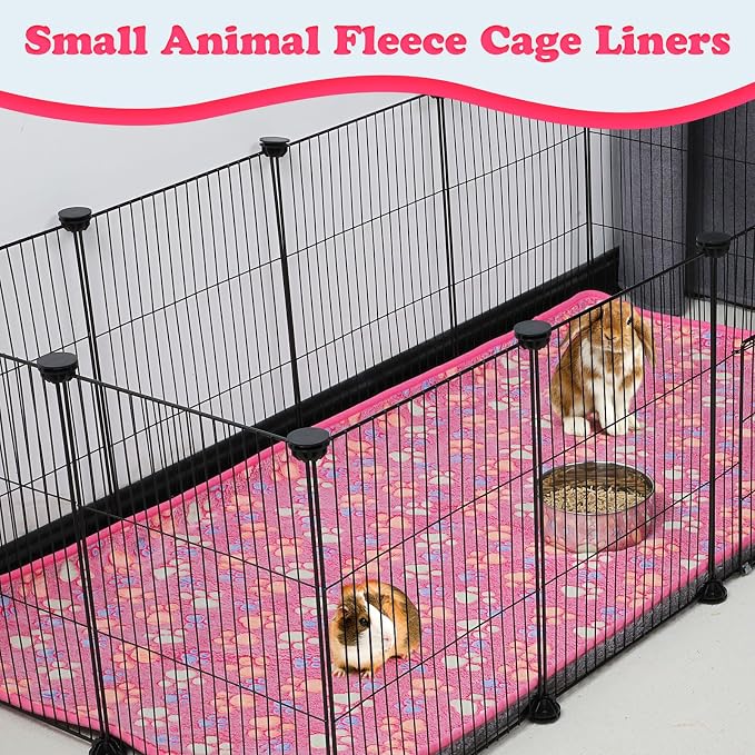 YUEPET Waterproof Guinea Pig Blankets 3 Pack, Fleece Cage Liners, L | Guinea Pig Fleece Cage Liners, Waterproof Backing, Machine Washable, Soft Fleece Surface, 48 x 24 in