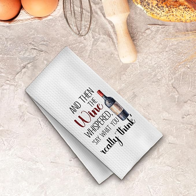 Funny Wine Kitchen Towels, Gifts for Wines Lovers Dish Tea Bar Towels for Kitchen Bar Cart Decor, Wine Gifts for Women Men Decorative Hand Towels, 16x24 Inches