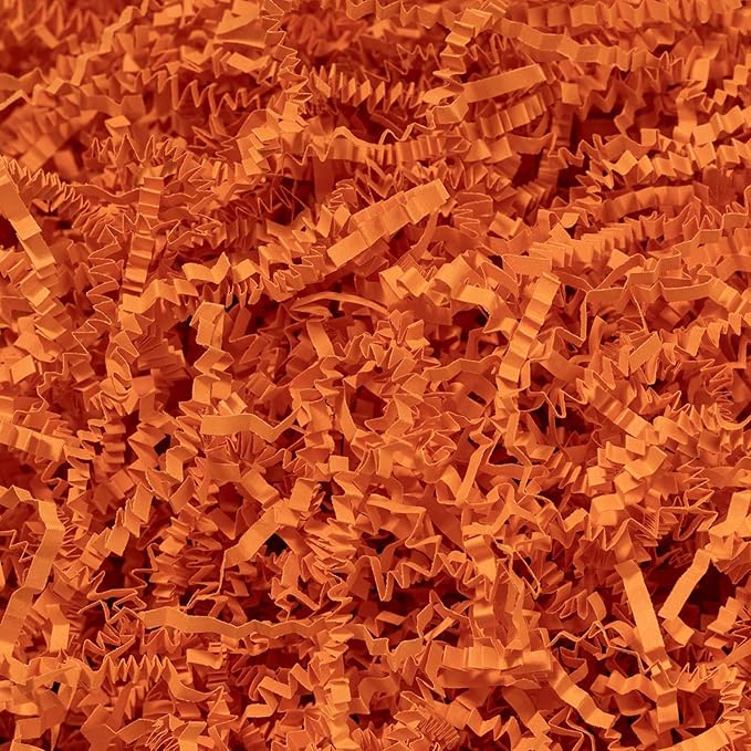 Mefleet 1/2 LB Crinkle Cut Paper Shred Filler 8 oz Orange Crinkle Shredded Paper for Gift Box - Gift Basket Bag Filler - Grass Cushion Stuffing for Halloween, Fall, Easter, Holiday Packaging Wrapping