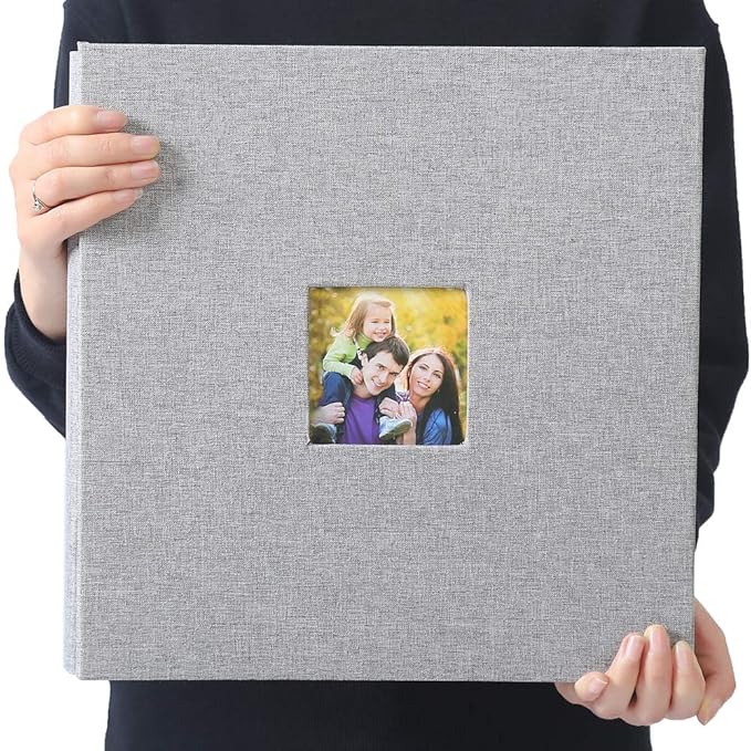 Vienrose Photo Album Self Adhesive 13x12.6 for 600 Photos Linen Scrapbook 120 Pages