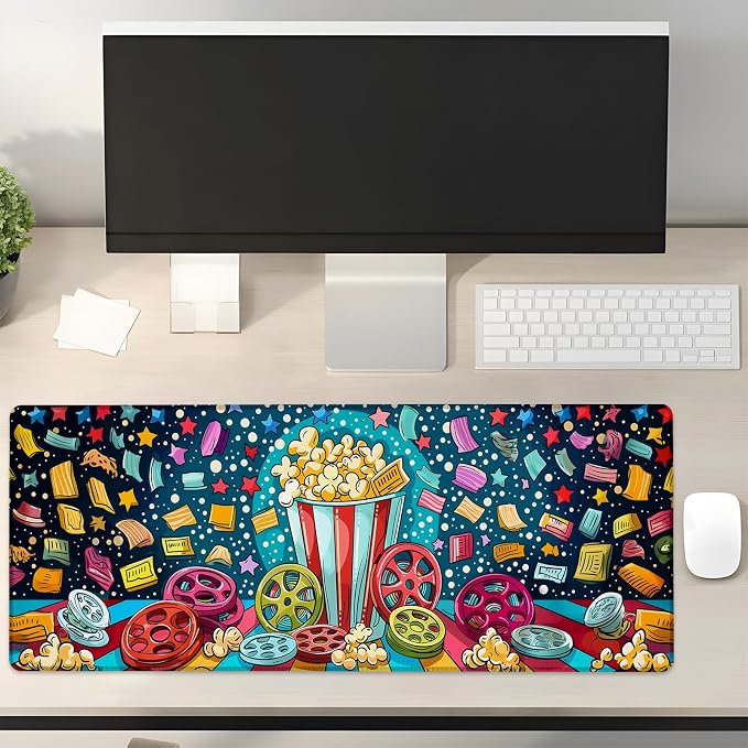 Cinema Delight Gaming Mouse Pad Gifts 31.5" x 11.8", Non-Slip Rubber Base MousePads for Computers Laptop School Office Home Accessories Decor, Mouse Pad, Keyboard Desk Mat